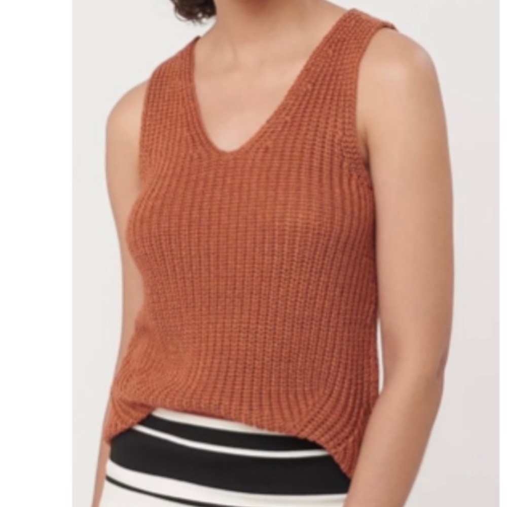 LOFT knitted sweater tank rust orange Sz M